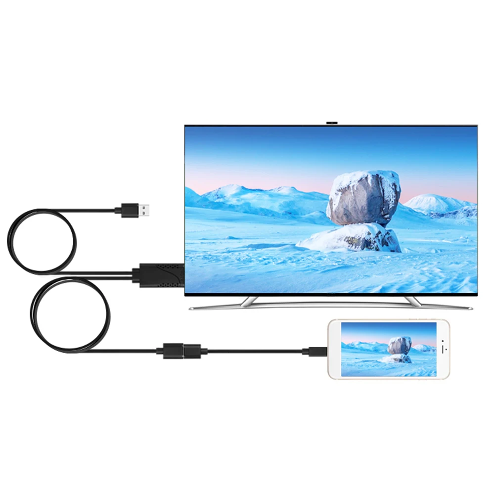 2 в 1 адаптер HDTV Plug and Play 1080P HD USB штекер к зеркальный кабель для iPhone Samsung Galaxy