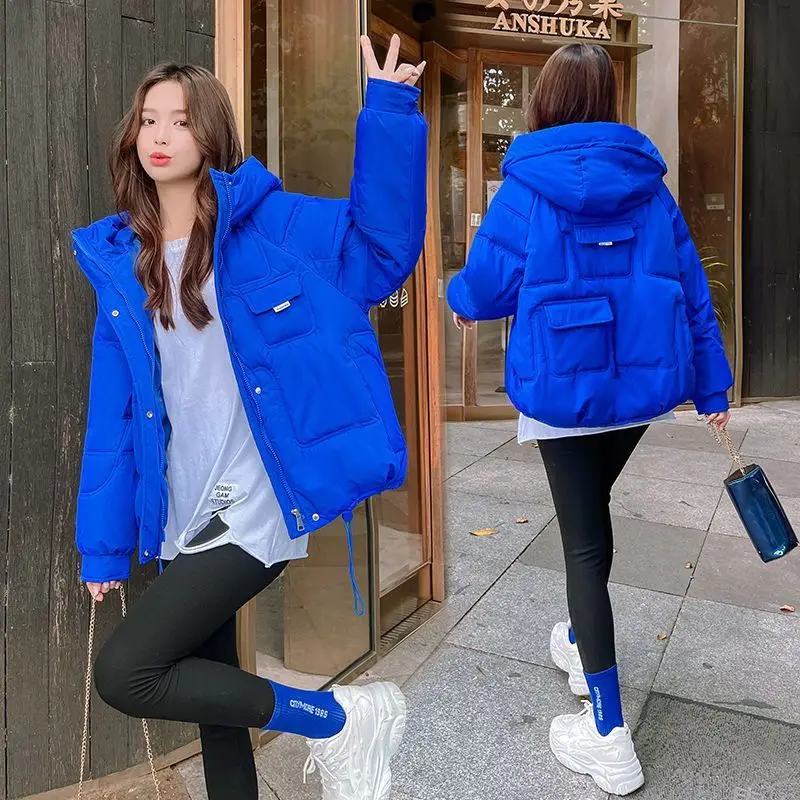2023 New Winter Jacket Women Down Cotton Jacket Parkas Female Korean Loose Hooded Warm Hooded Coat Outwear Overcoat  A13