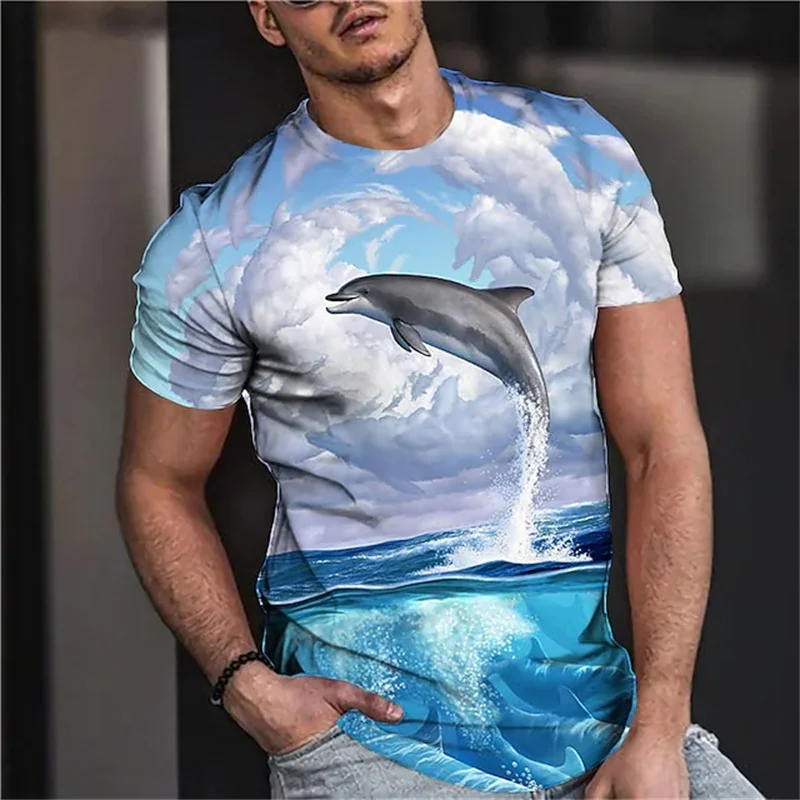 

Animal Print T Shirt Men Women Hip Hop Harajuku Casual Loose Tees Unisex Lion Elk Eagle Dolphin Spider Pattern Short Sleeve Tops