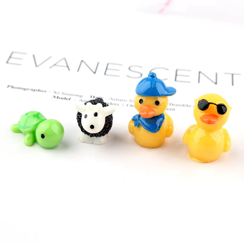 Миниатюрные фигурки животных 10 шт./лот кабошон из смолы с плоским основанием