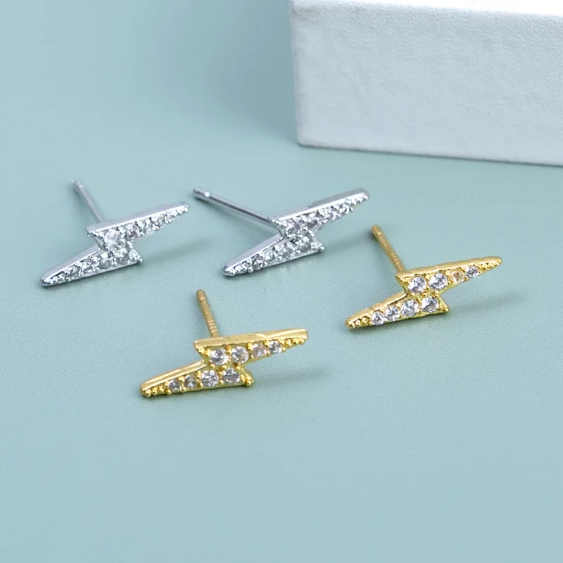 Простые универсальные серьги-молния со стразами и цирконием женские модные