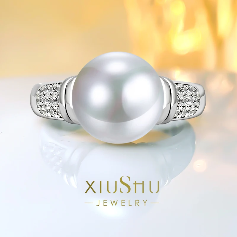 

Светильник роскошное женское серебряное кольцо с жемчужным покрытием желтого золота, инкрустированное высокоуглеродистыми бриллиантами, элегантный дизайн