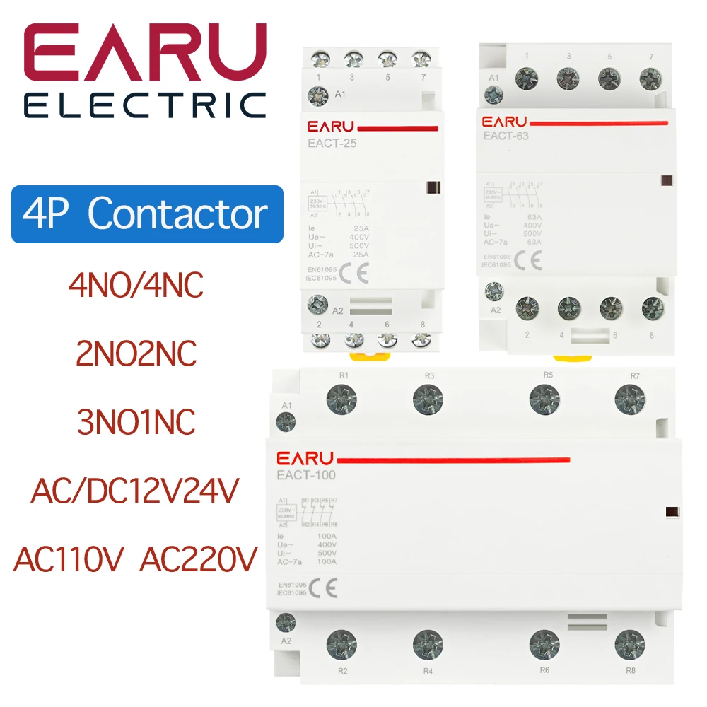 

EARUELETRIC Контактор 4P 16-100A AC/DC