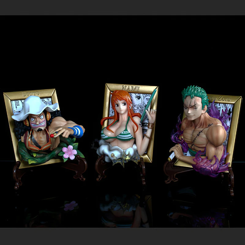 

Anime One Piece Figure Ace Luffy Zoro 3D Painting GK Photo Frame Figurine Toys PVC Action Figures Nami Sabo Model Doll Toy Gifts