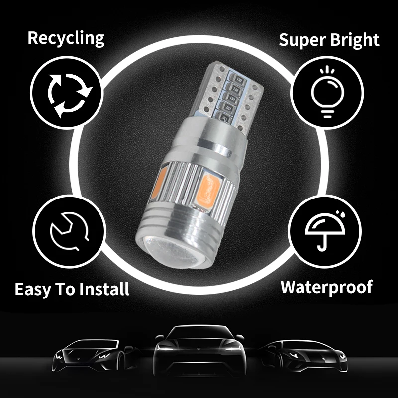 2 шт. автомобильные лампы T10 W5W для указателей поворота