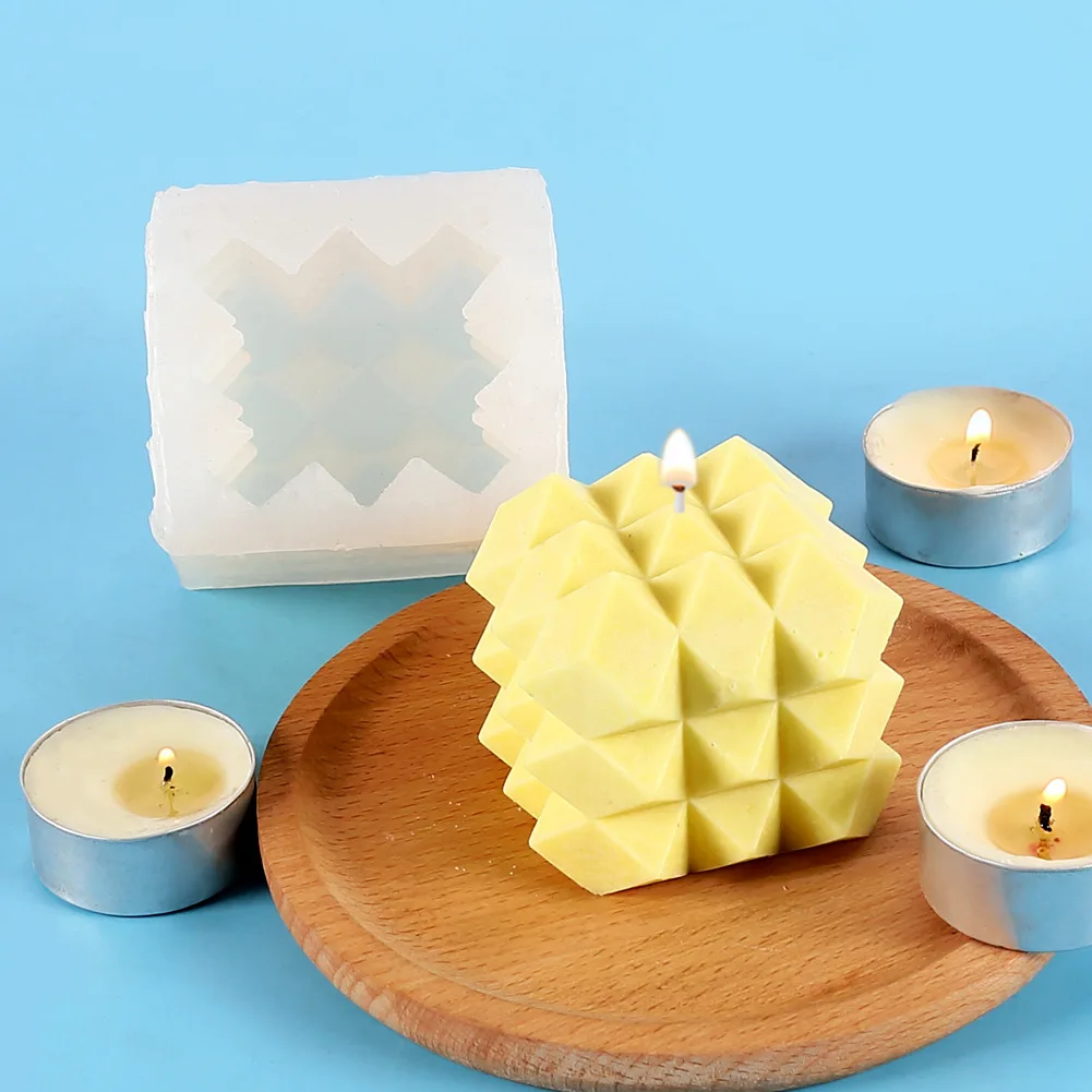 

Faceted Rubik's Cube Silicone Candle Mold for DIY Handmade Aromatherapy Candle Plaster Ornaments Soap Mould Handicrafts Making