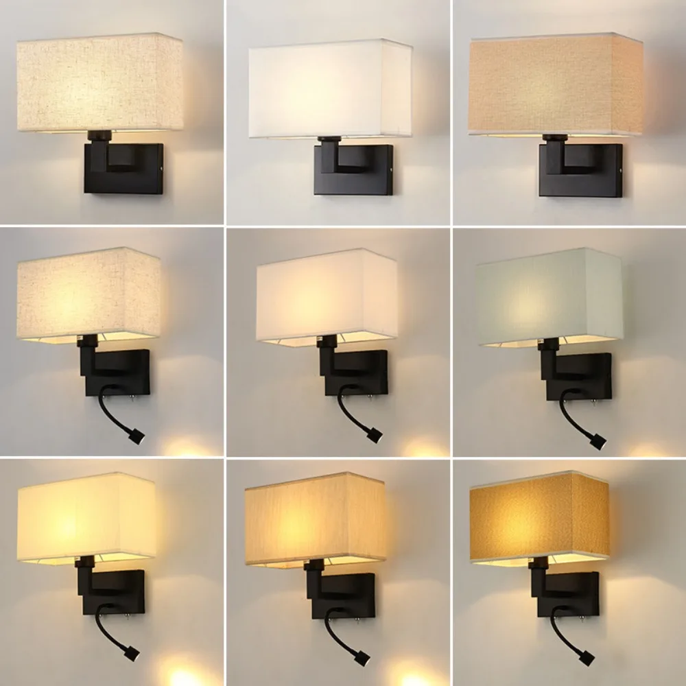 

Современная настенная лампа с вращением на 360 °, настенная лампа в скандинавском стиле для спальни, прикроватная лампа для чтения, украшение гостиной