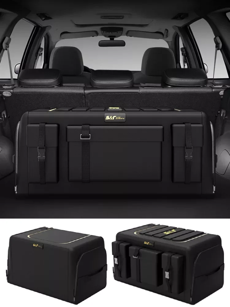 

NEW2023 Car Trunk Organizer Box Large Capacity Oxford Cloth Foldable Nonslip Cargo Storage Box With Lid For Auto Car Interior Ac