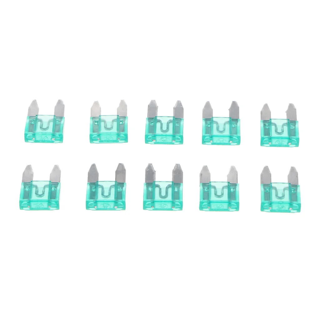 

Univerial 10Pcs Mini 30A Blade Fuses Green 17x11mm for Car Truck Replacement