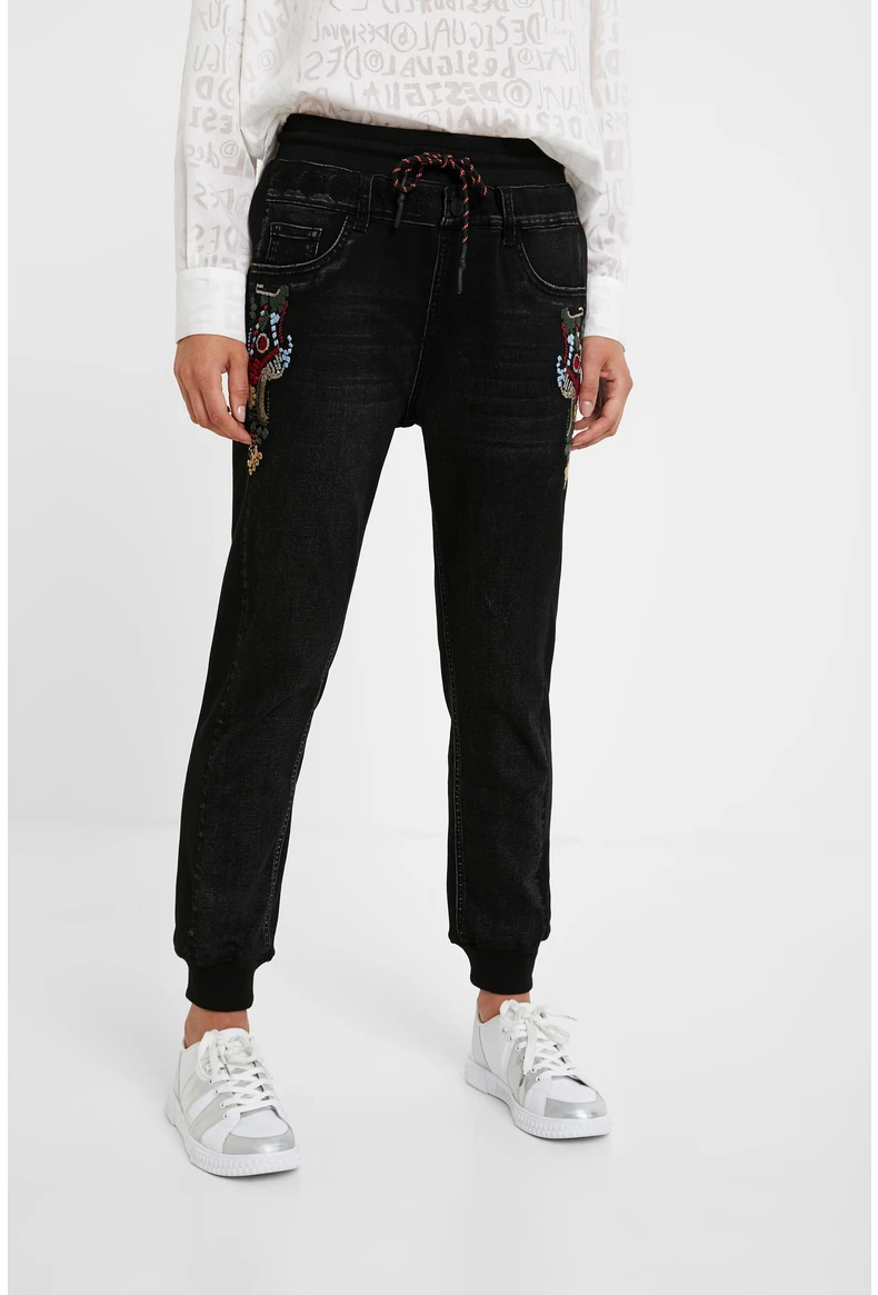 

Испанские однотонные домашние Весенние новые женские леггинсы со шнуровкой, повседневные джинсы