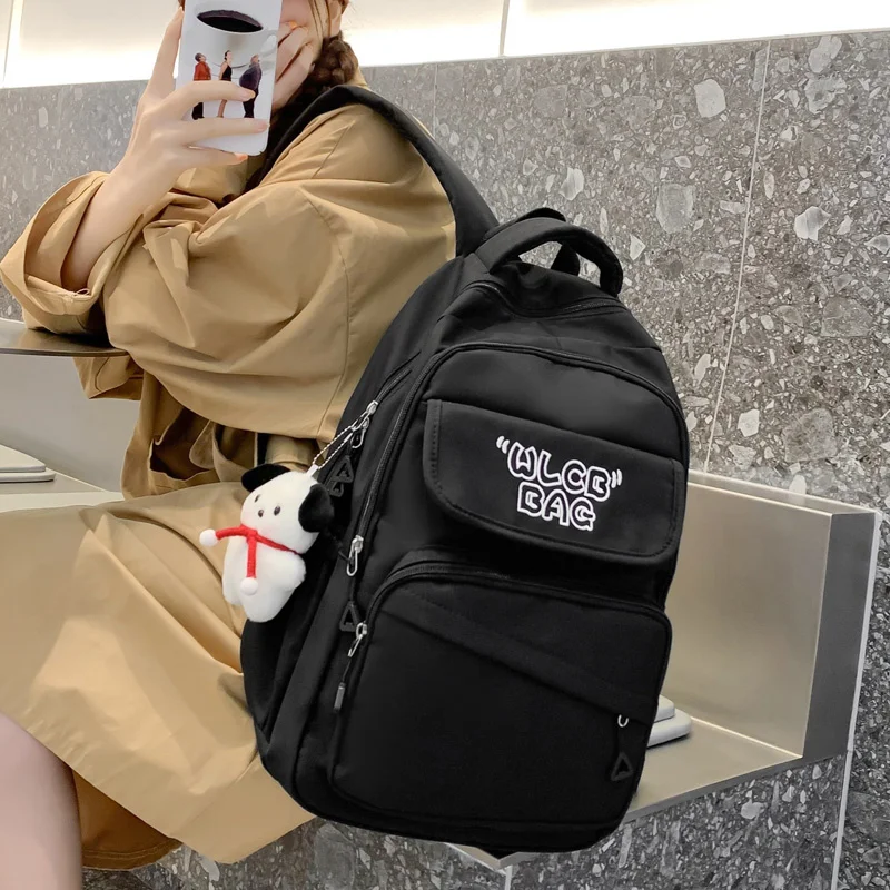 

Водонепроницаемый нейлоновый женский рюкзак Kawaii, Женская дорожная сумка с Вышивкой Букв и несколькими карманами, вместительная Милая школьная сумка для девочек