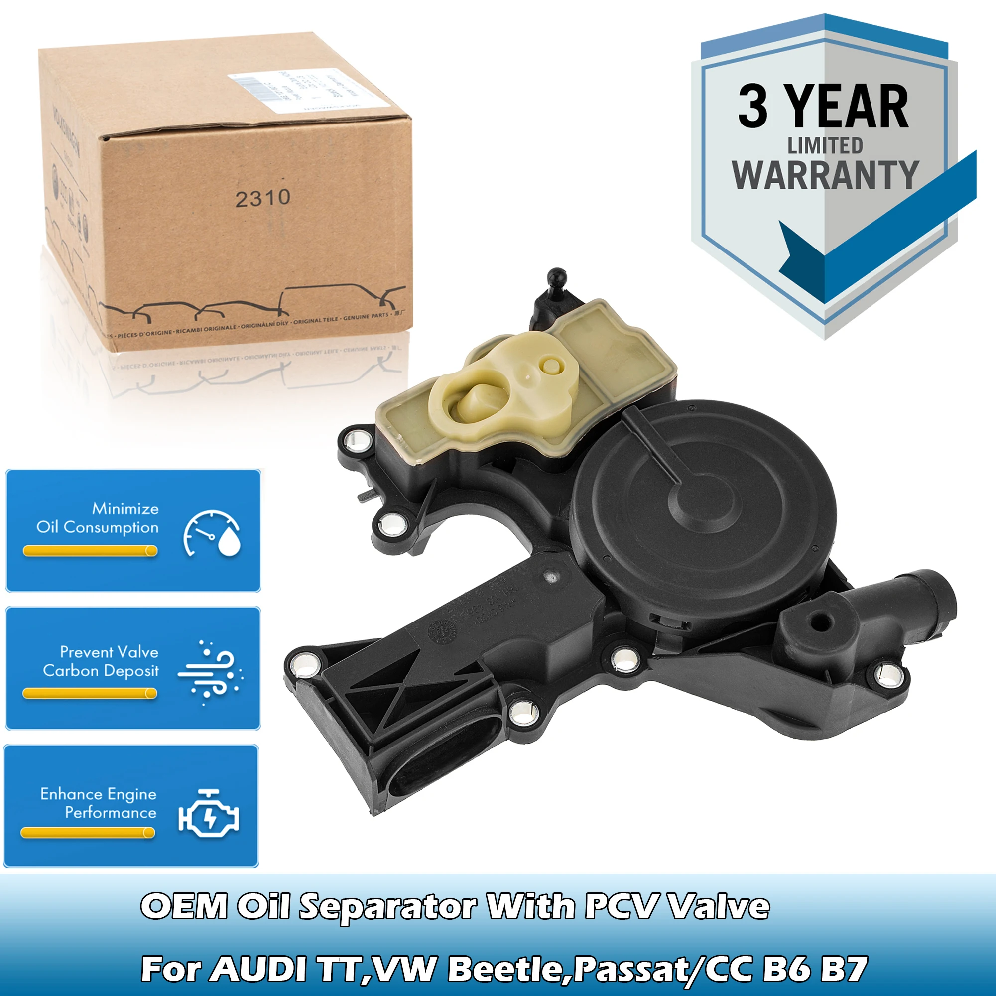 Клапан PCV сепаратора масла OEM 06H 103495 AJ,06H 103495 AD для AUDI TT, VW Beetle, CC B7, Golf, Jetta, Passat B6/B7, Sharan, Tiguan 2.0 TFSI