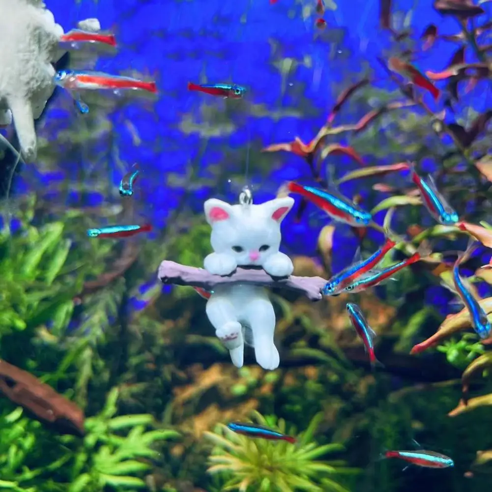 

Vibrant Color Fish Tank Decoration Charming Mini Cat Statue Aquarium Ornaments with Floating Ball Fish Tank Decorations for Pet