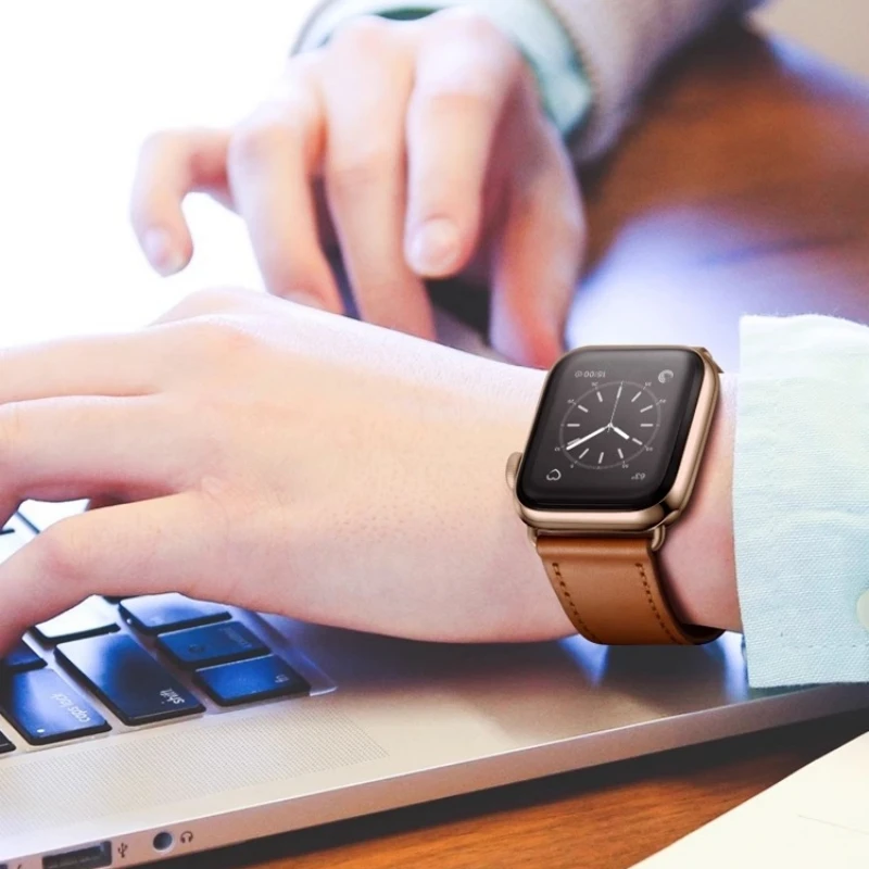 

Ремешок кожаный для Apple Watch Band Ultra 49 мм, деловой спортивный браслет для iWatch SE 40 мм 45 мм 44 мм 8 7 se 6 5 4