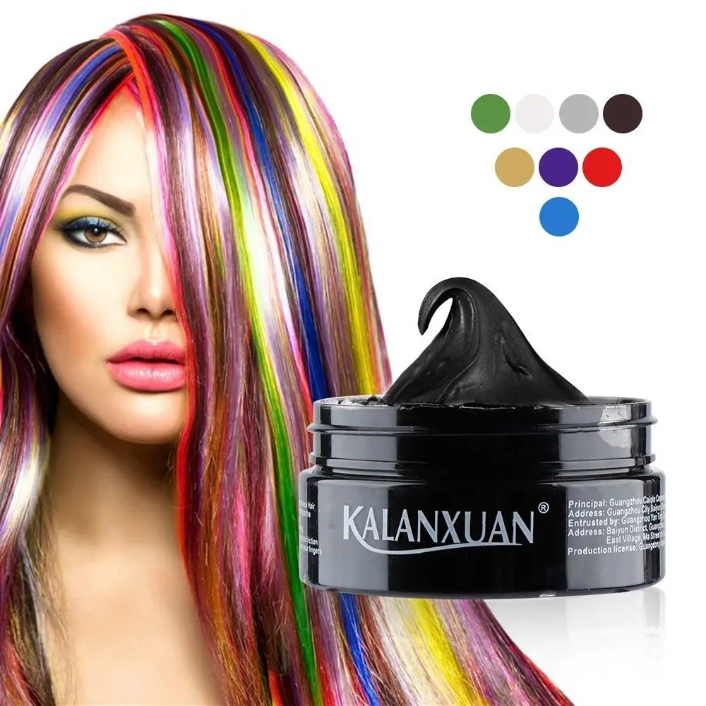 

9 Color Unisex Fashion Temporary Color Dye Mud Salon Hair Wax Cream Styling Modeling Pomade Sliver Grandma Green Hair Dye