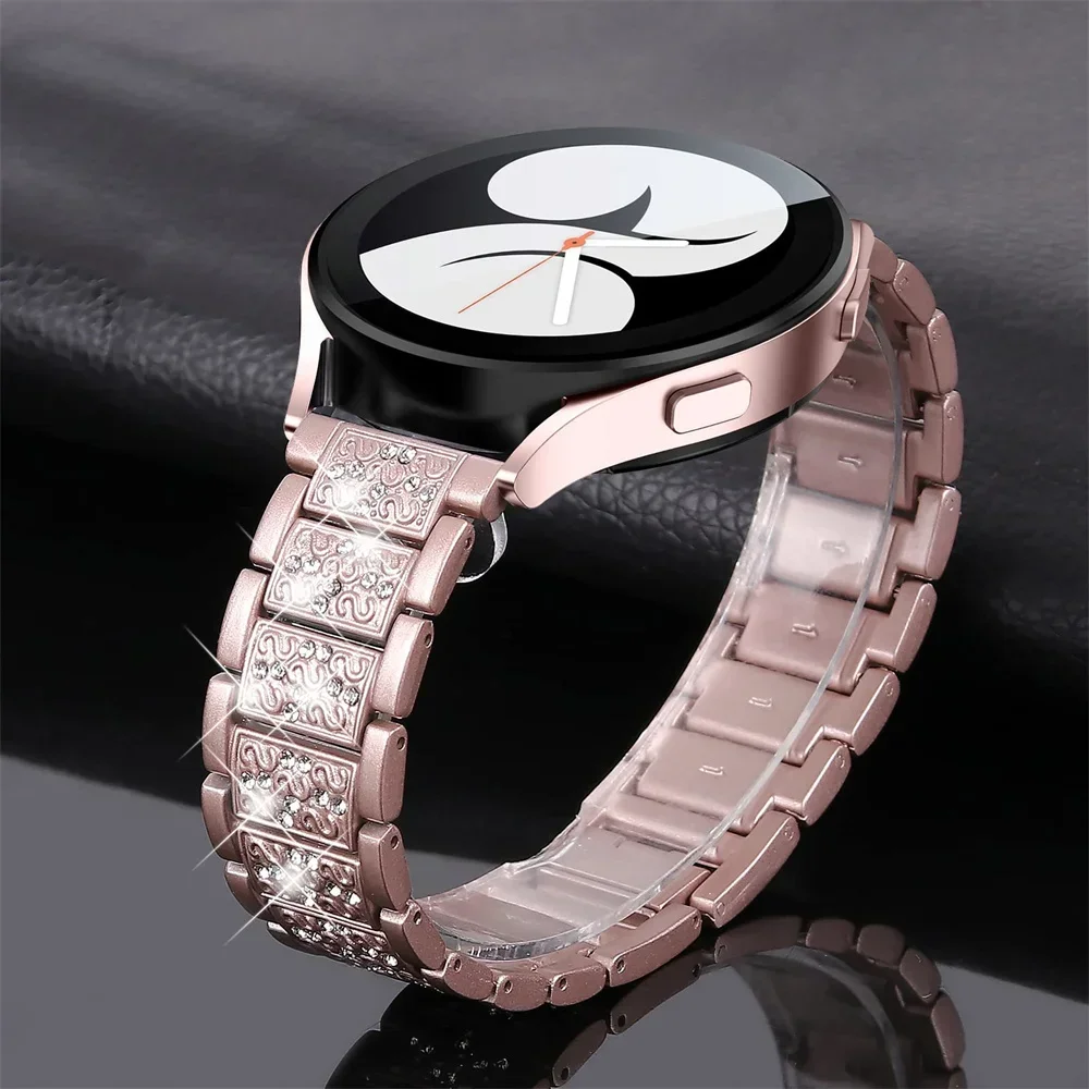 Women Diamond strap for Samsung Galaxy Watch 7/FE/6/5/4/Classic/5/pro 44mm Metal link Bracelet huawei gt 4/3/pro 22mm 20mm band