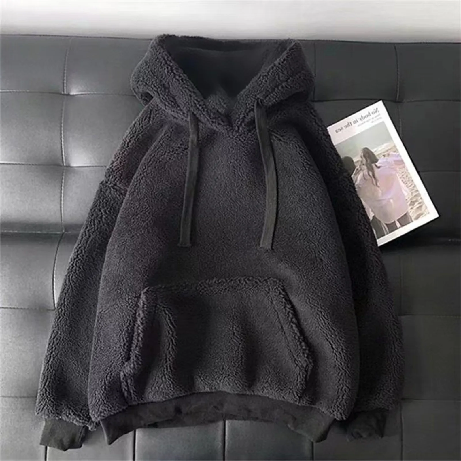 

Womens Fashion Fuzzy Warm Casual Loose Hooded Sweatshirt Hoodies With Pockets Button Hoodie Button up Sweatshirts Women