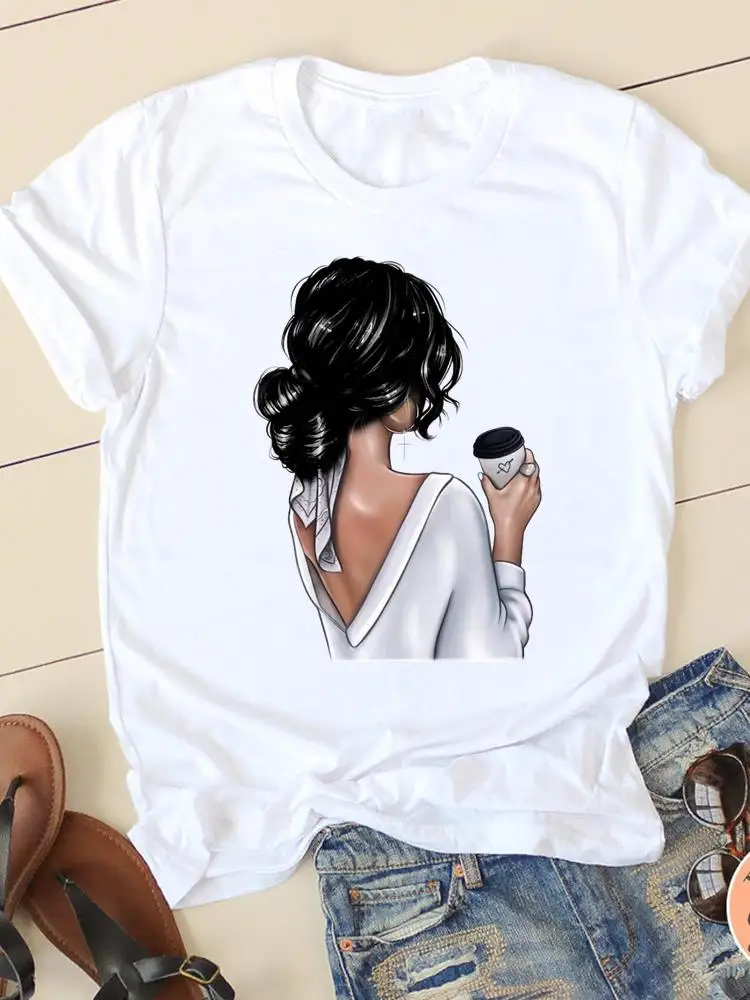 Милая винтажная Повседневная футболка в стиле 90-х с рисунком акварелью женская