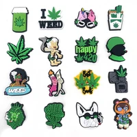 single sale cool weed 420 pvc croc shoes charms funny cartoon accessories jibz for croc clogs shoe decorations boy girl gifts