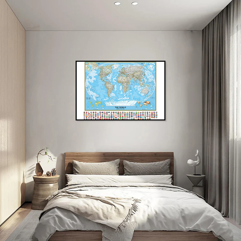 

59x42cm Regular world Map with National Flag Painting Wall Art Poster Unframed Prints Room Home Decor Study Classroom Supplies