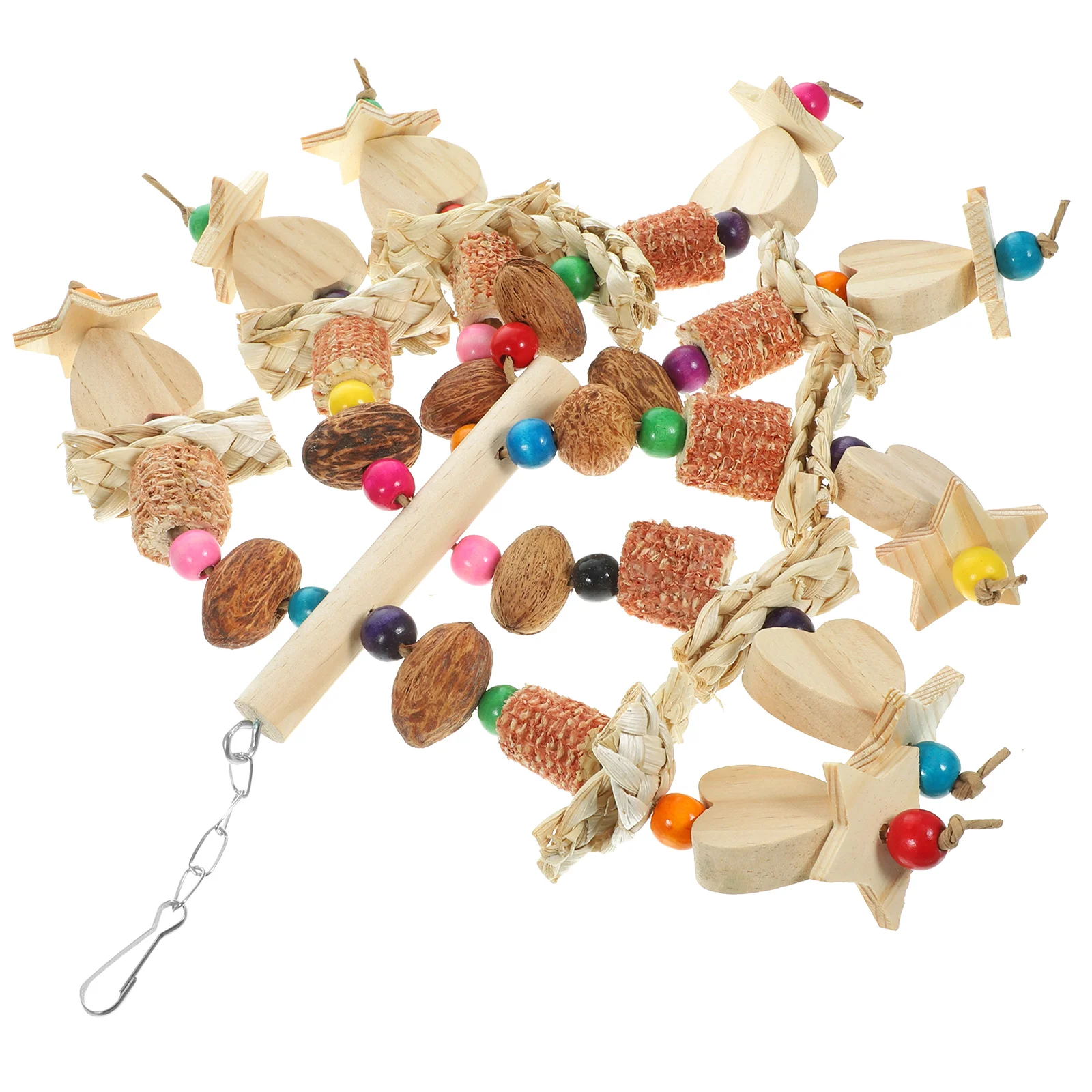 

Bird Shredding Toys Swing Parrot Hanging Chew Wooden Foraging Cockatiel Chewing