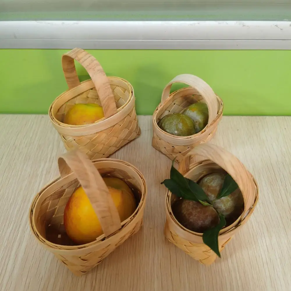 

Wooden Woven Basket Sundries Organizer Plant Rattan Box Gifts Candy Container Sundries Storage Box Laundry Baskets