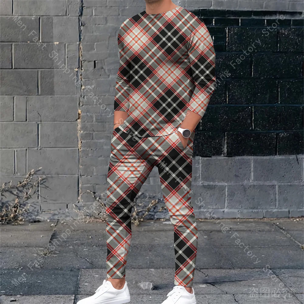 Men's Clothing Long Sleeve T Shirt Sweatpants 2 Piece Sets O Neck Men Tracksuits Casual Sweatshirt pants Suits Casual Sportswear