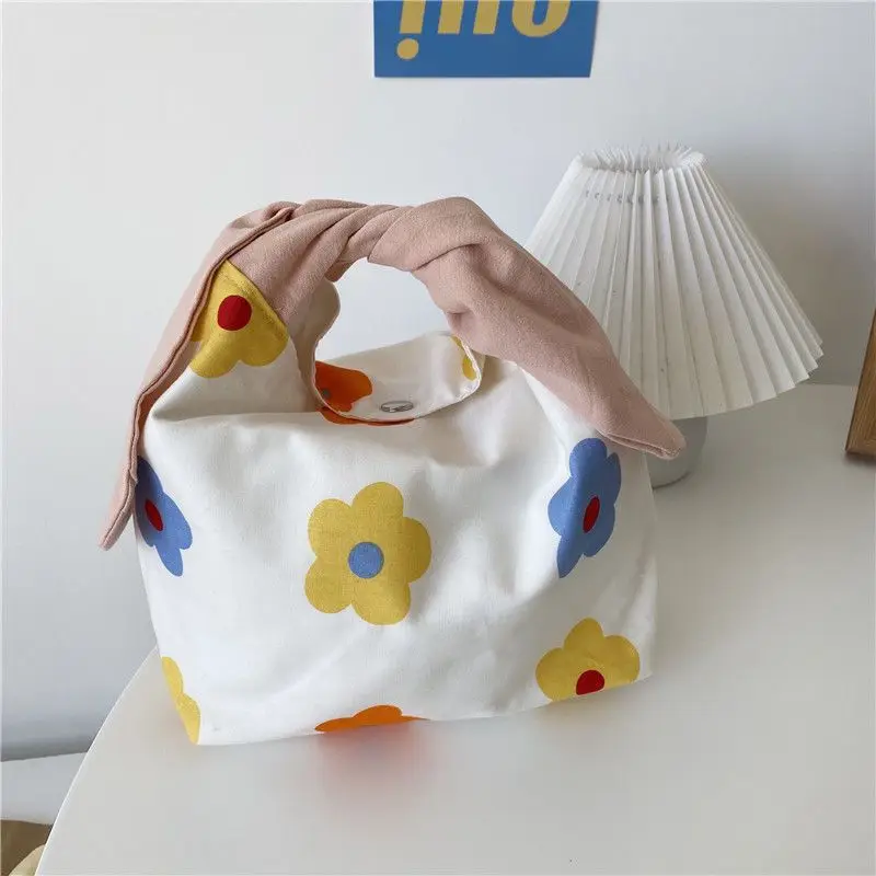 Сумка для ланча из хлопчатобумажной ткани милая Экологически чистая