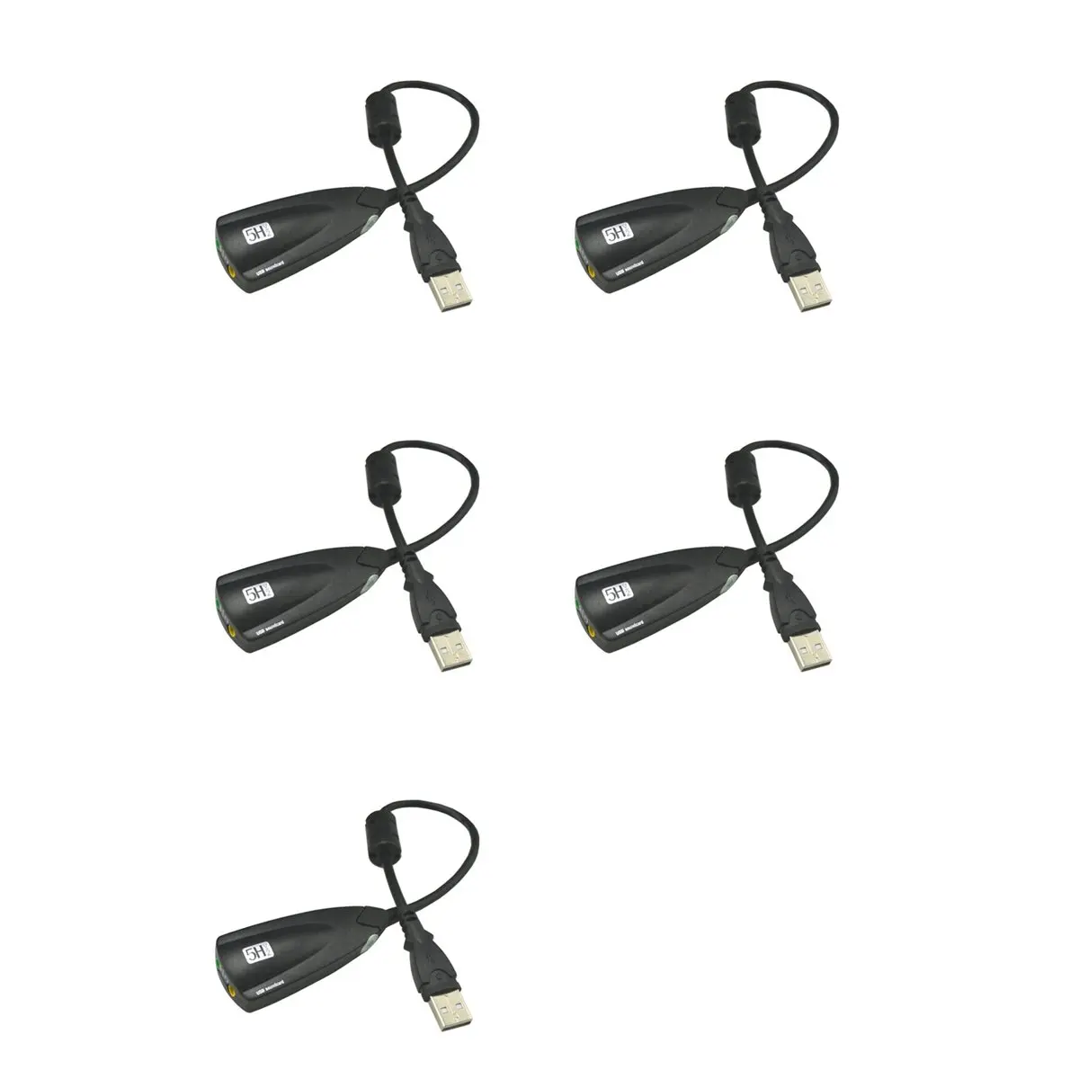 Фото 5X Внешняя USB-звуковая карта 7.1, адаптер 5HV2, 3D-аудио, микрофон для гарнитуры 3,5 мм для ноутбуков и настольных ПК №1
