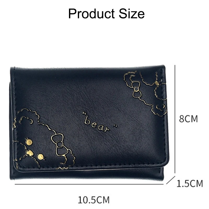 Cute Cartoon Women Short Wallet PU Leather Card Bag Female Folding Purse Small Coin Purse Card Holder Clutch porte monnaie