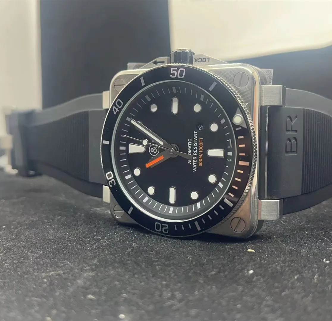 

42 мм Роскошная брендовая новинка Мужские механические часы-колокольчик AAA + высококачественная нержавеющая сталь в стиле кросс резиновая з...