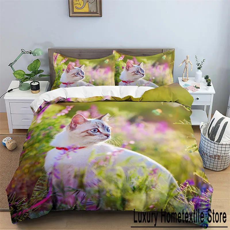 Комплект постельного белья из микрофибры с 3D рисунком кота