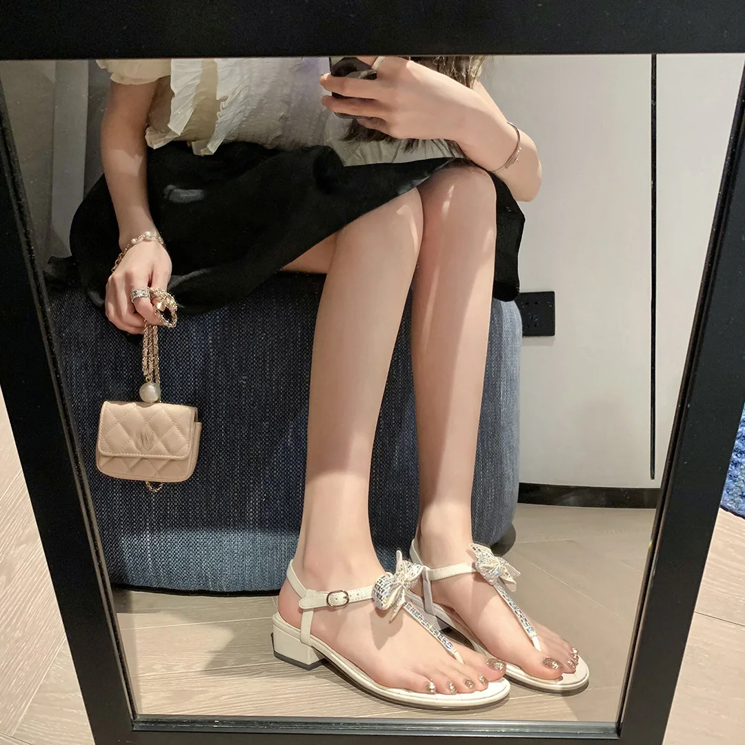 woman Flat-soled Slippers Female Summer Female Retro-style Low Heels flip-flops Shoes