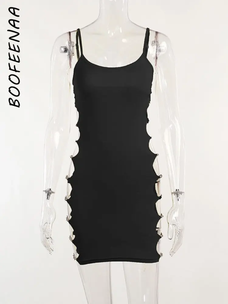 Сексуальное платье BOOFEENAA с вырезами на цепочке женские Клубные наряды летние