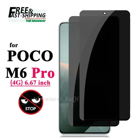 Противошпионская Защита экрана для POCO M6 Pro 4G 6,67 дюйма, закаленное стекло 9H, личный вид, выбор царапин, быстрая бесплатная доставка