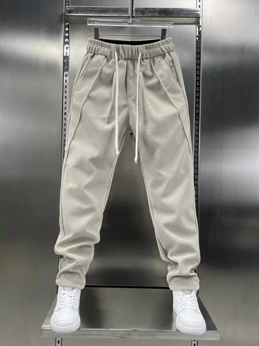 Осенне-зимние новые уличные модные утолщенные брюки с завязками на щиколотке