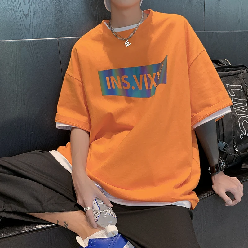 

T shirt for Men 2022 New Casual Summer Print Short Sleeve Korean Oversized Hip Hop Harajuku Fashion Street Outfits Men Tee Top