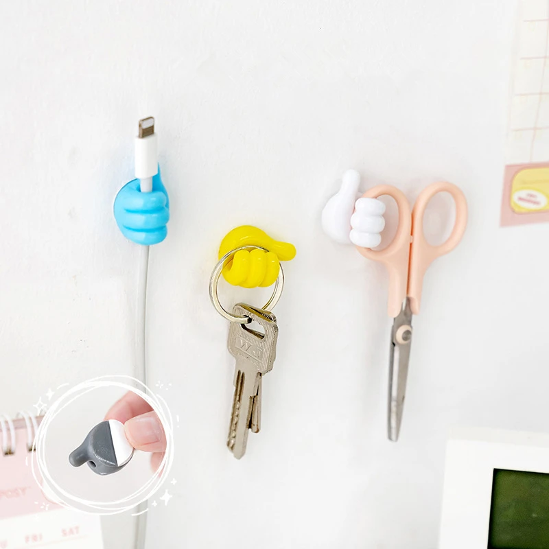 

10Pcs Silicone Thumb Hooks Wall Hook Cable Management Wire Organizer Desk Set Self-Adhesive Multifunctional Home Storage Holder