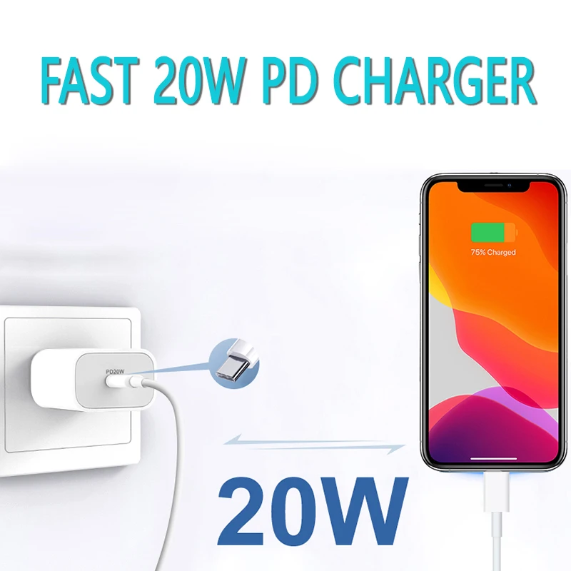 Зарядное устройство PD USB C 20 Вт для Apple iPhone 13 12 11 Pro Max адаптер питания Samsung Xiaomi вилка