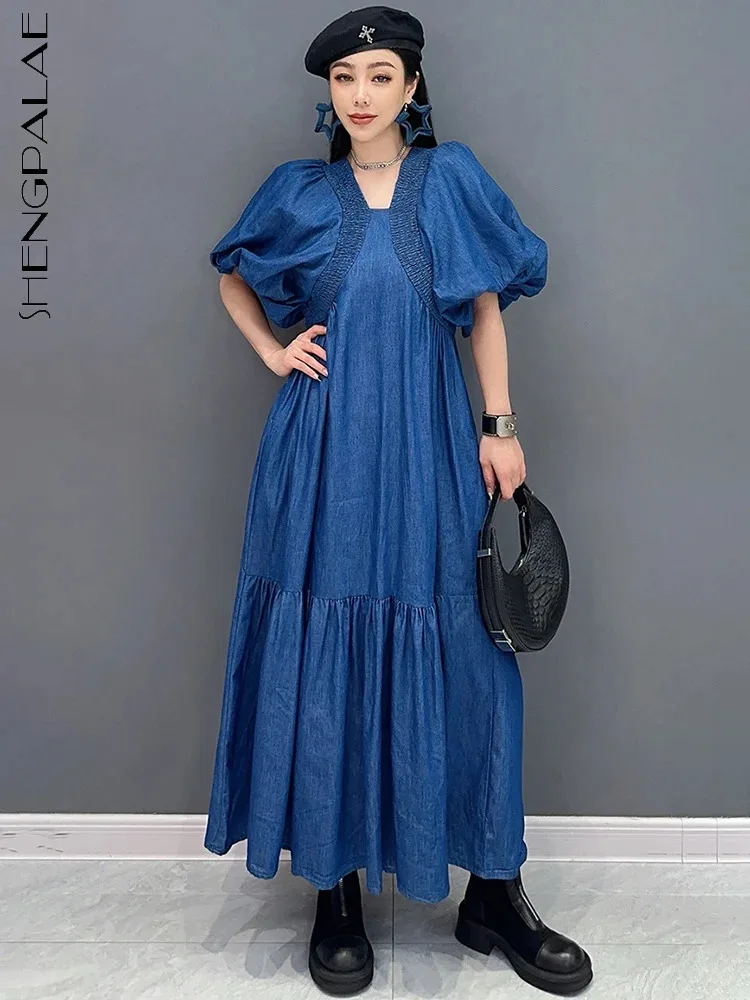 Женское джинсовое платье SHENGPALAE повседневные шикарные тонкие платья с V-образным