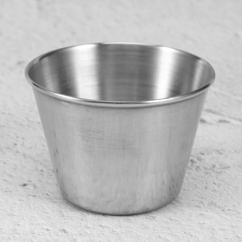 

1 Pack Of 10 - Premium Brushed Stainless Steel Condiment Sauce Cups Spices Pots Liquid Dips Bowls - 2.5Oz 70Ml