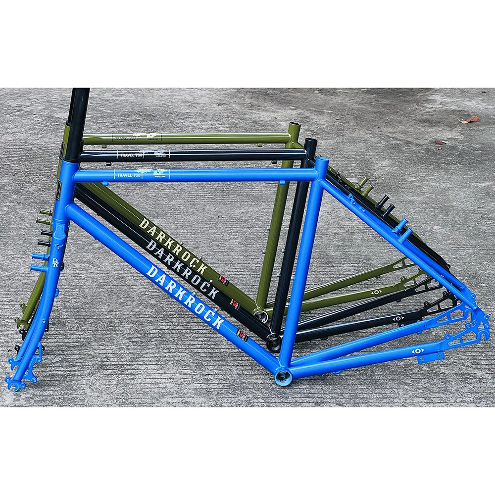 

700C DARKROCK Travel 700 Road Bikes Frames CR-MO Steel Heating Treated Disc/V Brake Frameset Bicycle Parts