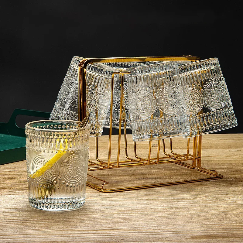 Бутылка для питья 300 мл кухни/дома с золотой каймой подарок рельефная пивная