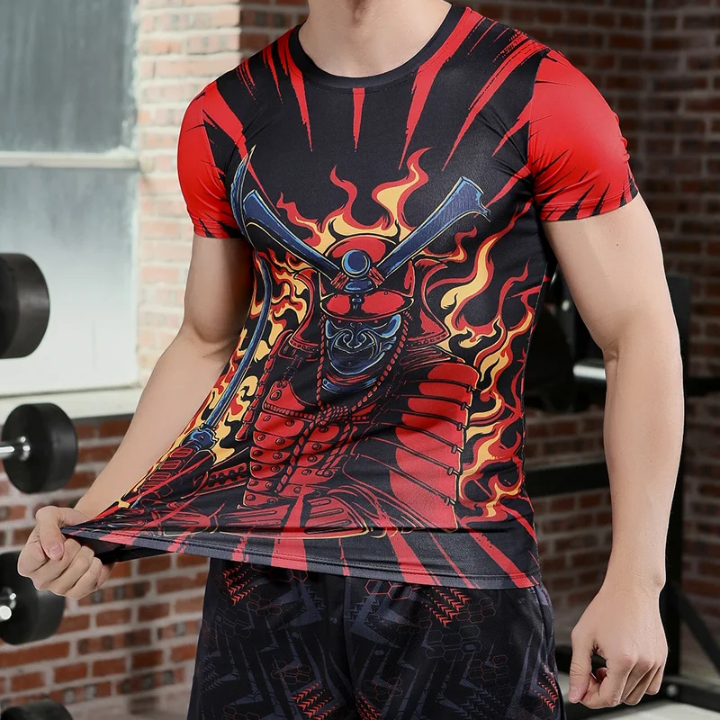 Men T-Shirt Compression Short-Sleeves Summer 3D Print Tees Streetwear Sportswear Rashguard Shirts Quick-Dry Gym Fitness Tops
