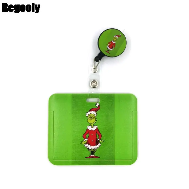 

Green Christams Cat Cartoon Cute Credit Card Holder Lanyard Women Men Kid Student Badge Reel ID Name Clid Card Badge Holder