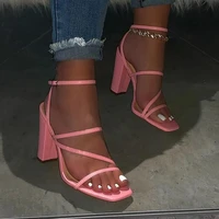 pink new summer sandals comfortable and versatile open toe high heeled sandal casual outdoor solid color plus size shoes sandals