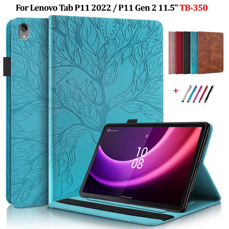 Фото Чехол для планшета Lenovo Tab P11 2-го поколения, чехол-подставка с тисненым деревом 11,5 дюйма для Lenovo Tab P11 Gen 2 tb350fu tb350xu, чехол №1