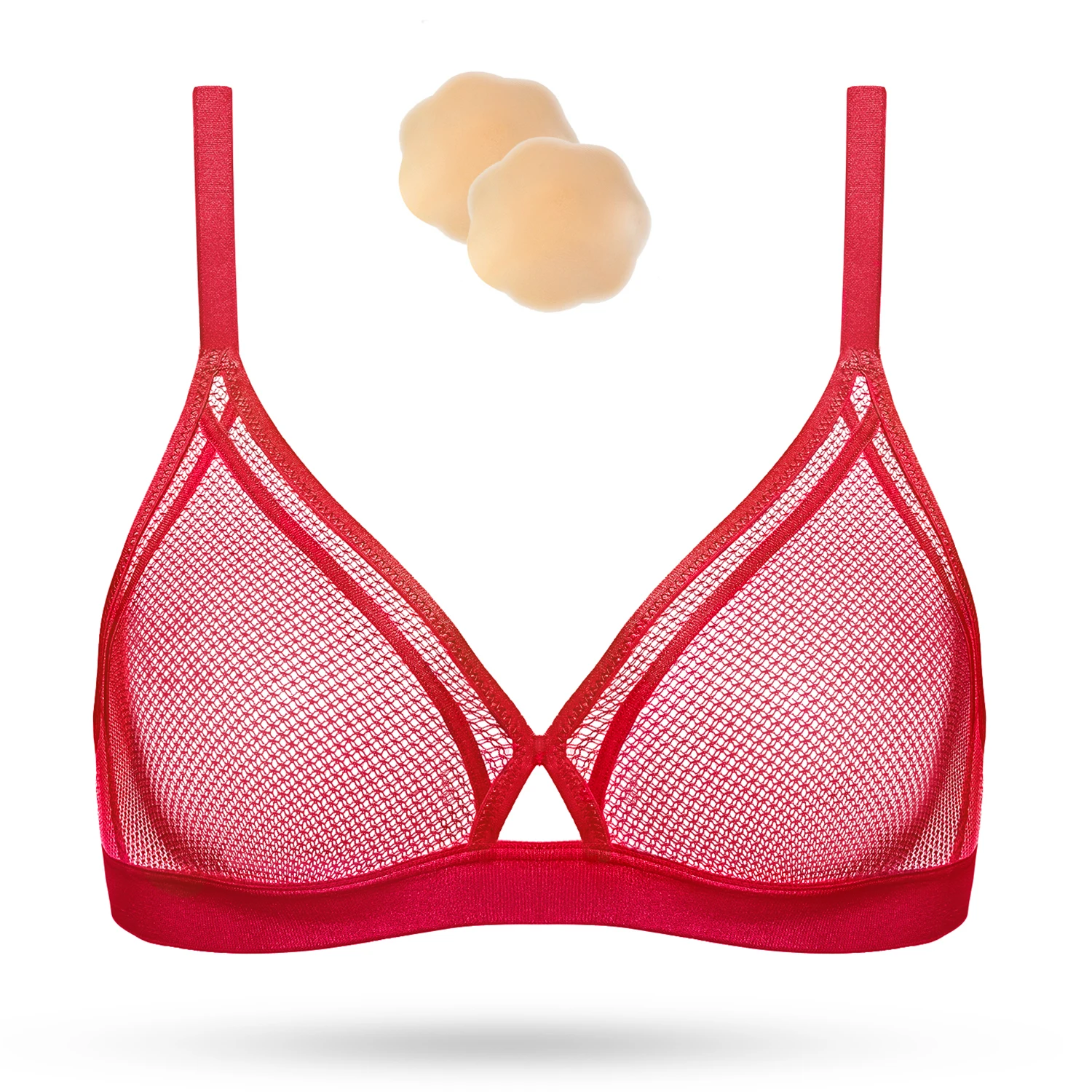 Women's Sexy Lace Bra Sheer Mesh See Through Bralette Unlined Wireless Plunge Triangle Brallets Valentine Underwear Gift