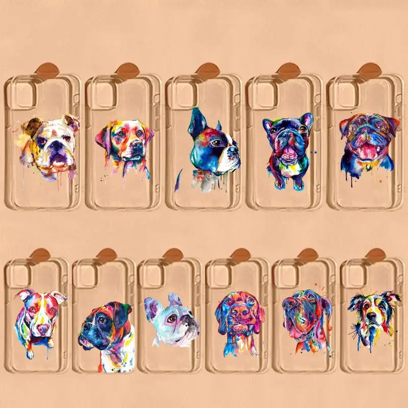 

English Bulldog Terrier Plash Dog Phone Case for iPhone 11 12 13 mini pro XS MAX 8 7 6 6S Plus X 5S SE 2020 XR Clear Case