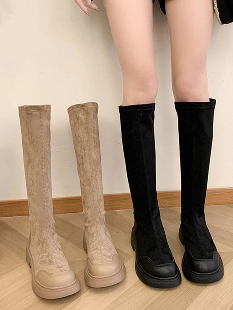 

Сапоги-женская зимняя обувь с круглым носком Осенняя обувь привлекательные сапоги до бедра на высоком каблуке высокие привлекательные сабо на платформе 2023 выше колена